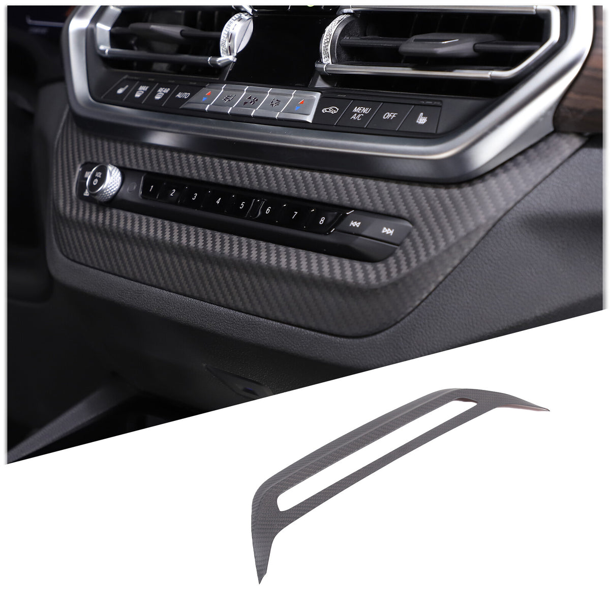 Matte Real Carbon Fiber Air Vent Switch Adjust Cover Trim For BMW X3 G01 2022-23 1