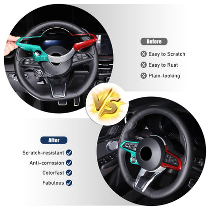 Tri-Color Carbon Fiber Steering Wheel Cover Trim Set for Alfa Romeo Tonale 23-24 16