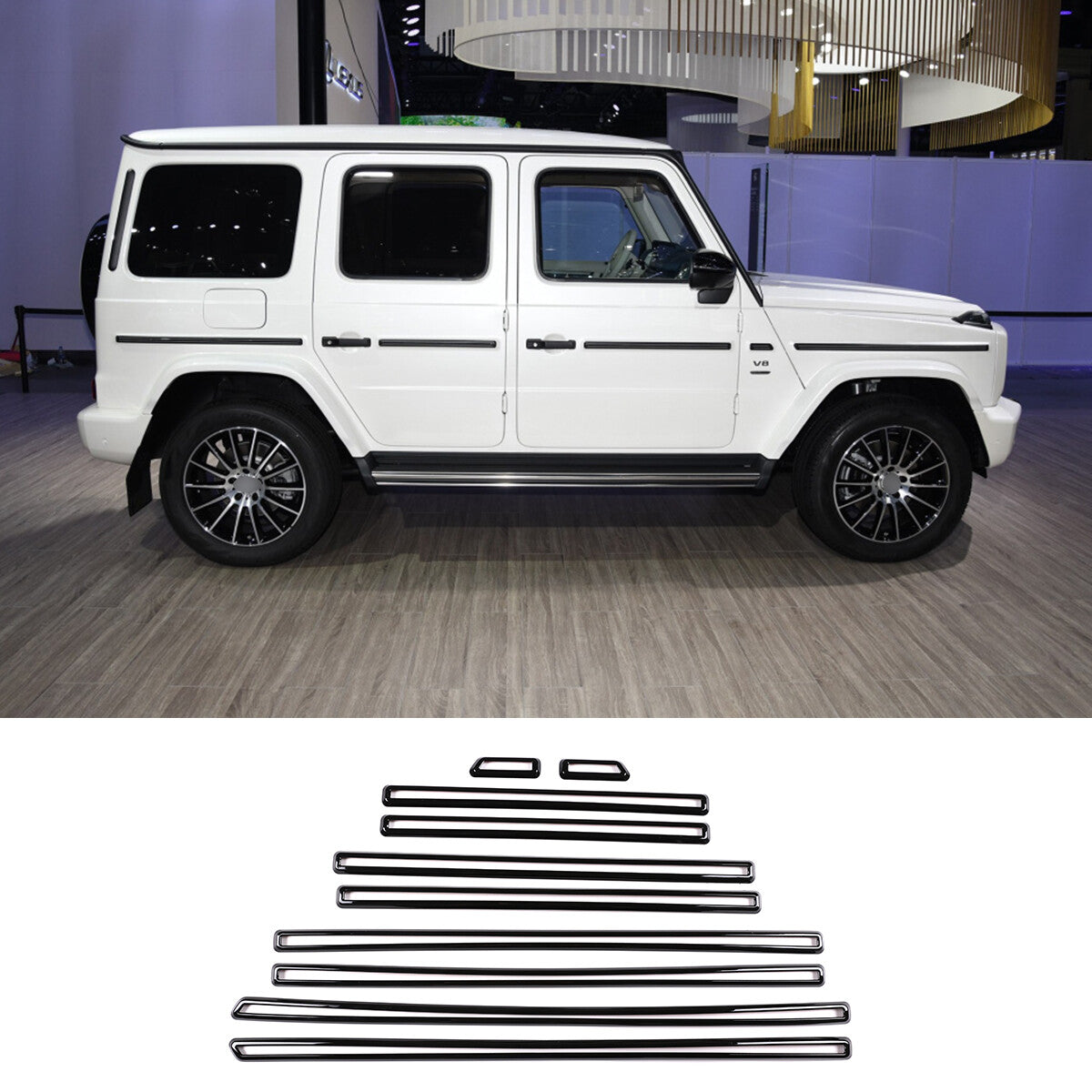 Glossy Black ABS Side Door Body Molding Trim For Benz G W463 G350 G55 G63 19+ 1