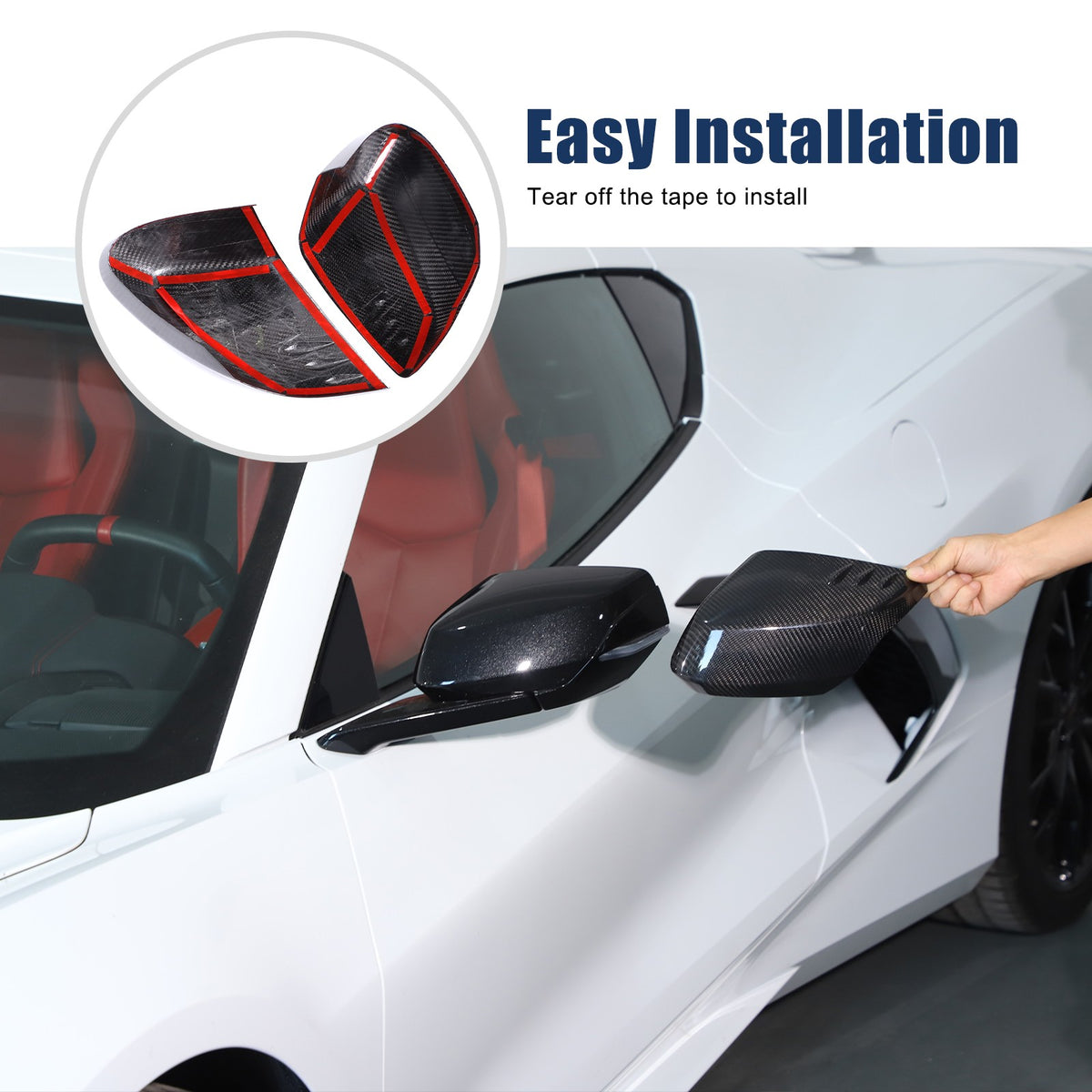 Real Carbon Fiber Side Mirror Air Duct Trim Cover For Corvette C8 2020+ 8