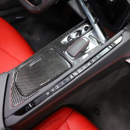 6pcs Carbon Fiber Console Gear Shift Panel Trim For C8 Corvette Z06 Z51 20-25 3