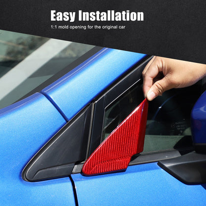 Red Real Carbon Fiber Front A-Pillar Triangle Trim For Subaru WRX Levorg 2022+ 3