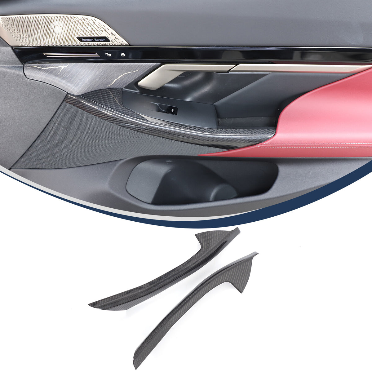 Real Carbon Fiber Window Lift Switch Button Trim Frame For BMW 5 Series G60 24+ 1