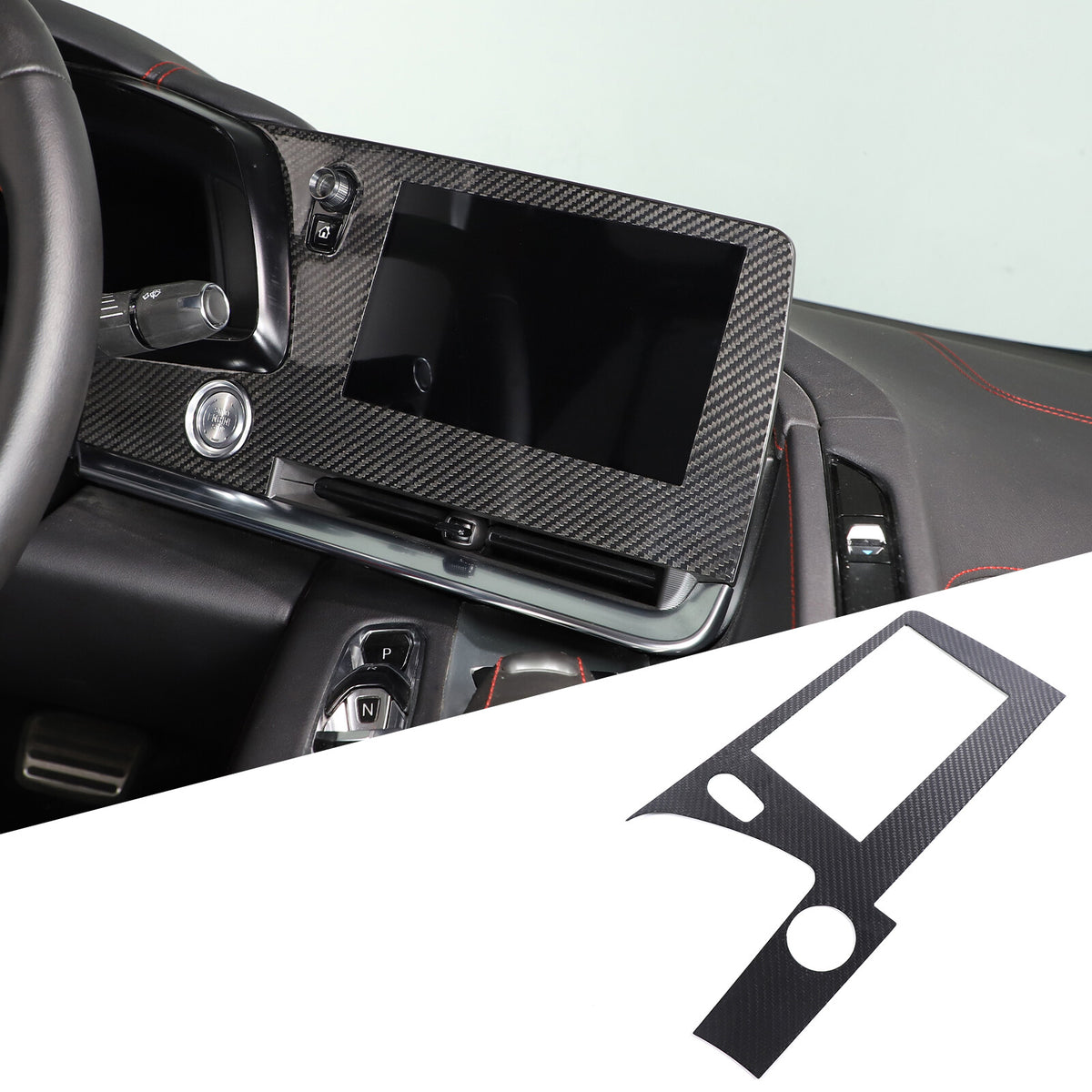 Real Carbon Fiber Dashboard Navigation Srceen Frame Trim For Corvette C8 2020-25 6