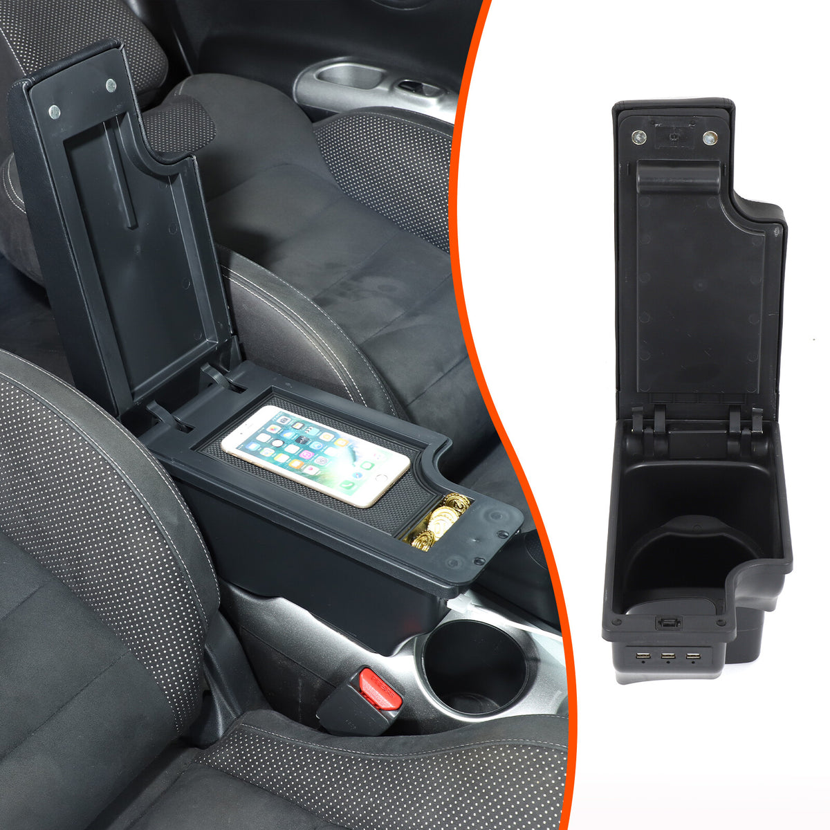 Center Console Armrest Storage Box Black Central Container For Nissan Juke 10-19 12