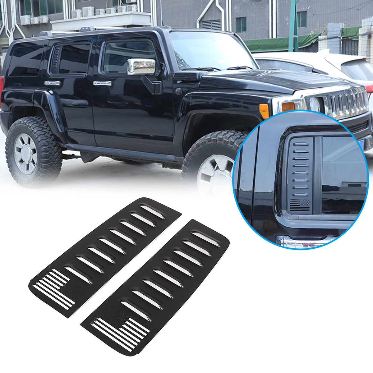 Alloy Rear Door Window Honeycomb Pillar Post Cover Trim For Hummer H3 2005-09 US 4