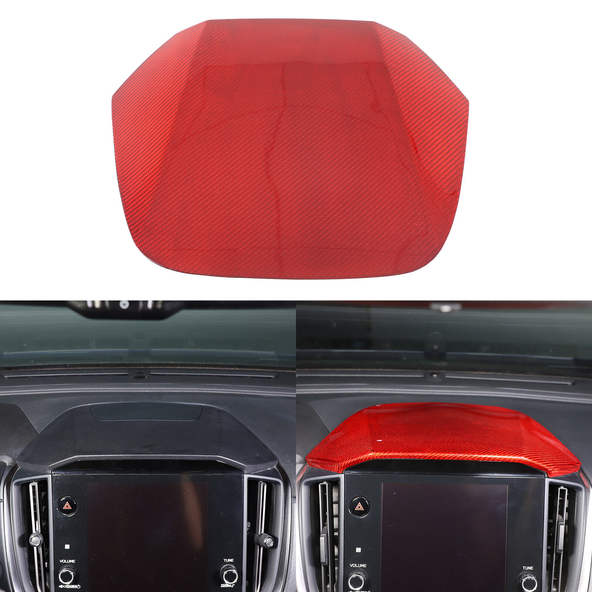 Red Real Carbon Fiber Center Navigation Screen Trim For Subaru Crosstrek GU 24+ 11