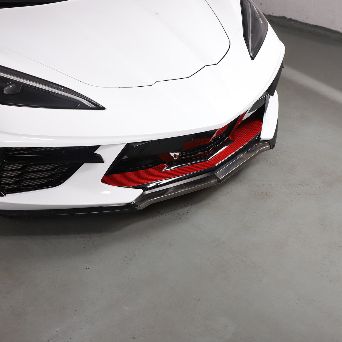 Red Carbon Fiber Car Exterior Front Lip Cover Trim Sticker For Corvette C8 20-25 16