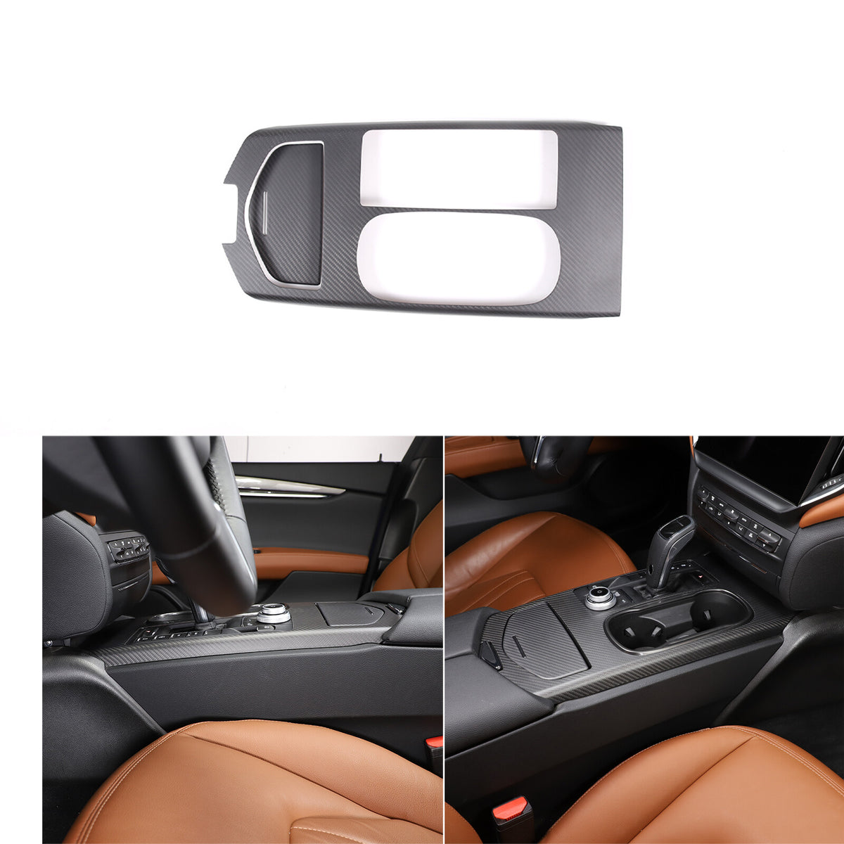 Matte Real Carbon Fiber Center Console Cover Trim For Maserati Ghibli 2017-2023 14