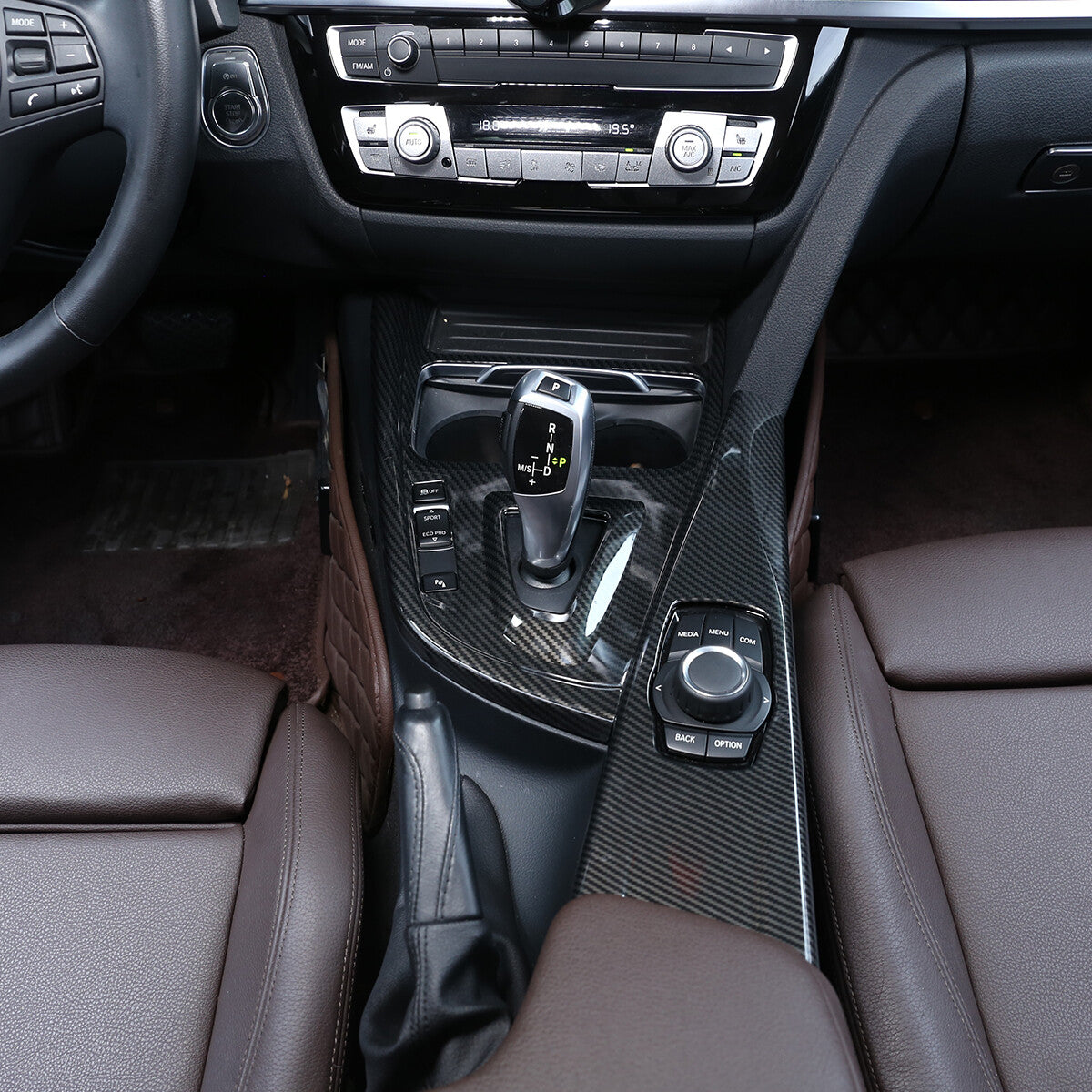 ABS Carbon Fiber Gear Shift Panel Cover Trim For BMW 3 Series F30 F34 2013-2019 9