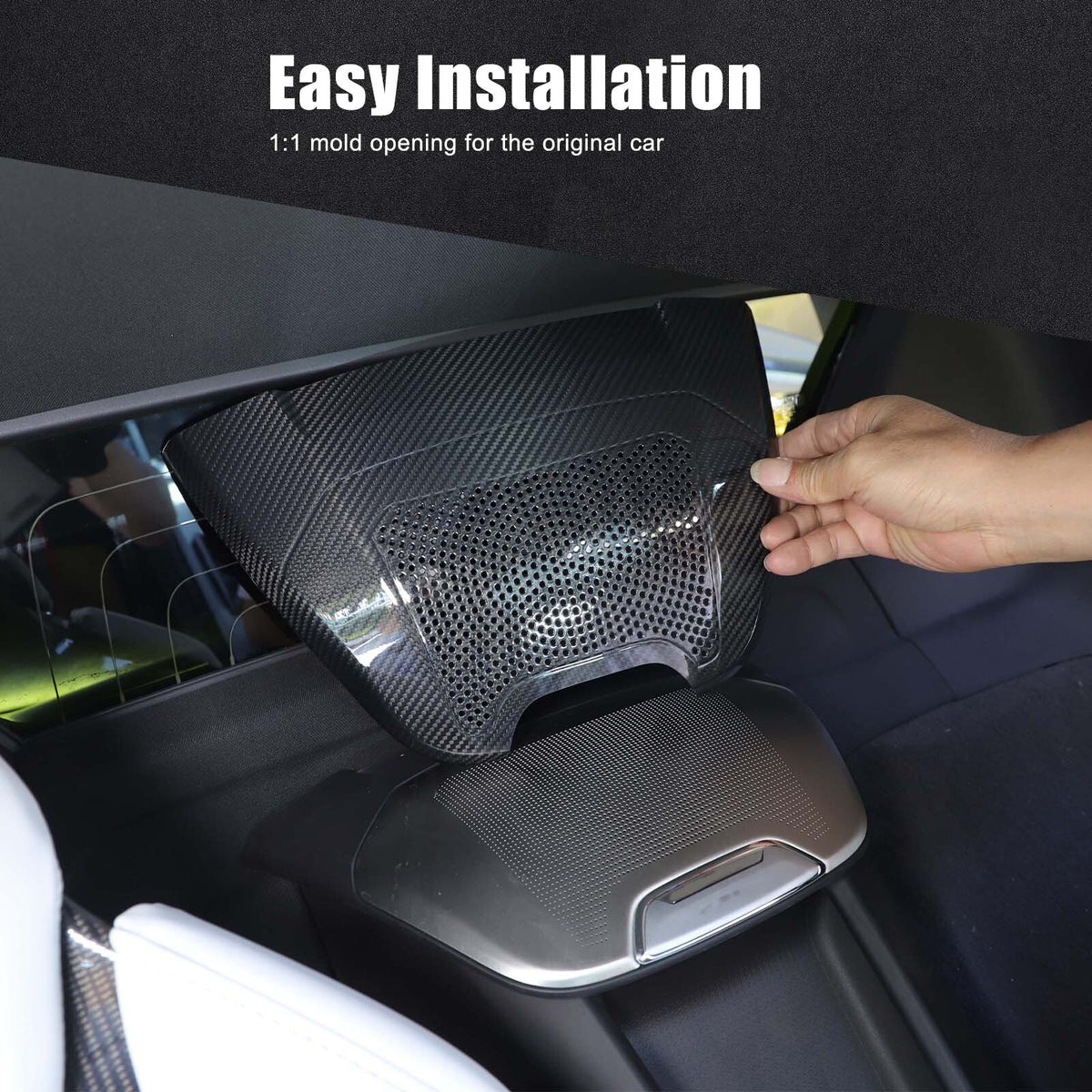 Real Carbon Fiber Rear Charger Speaker Cover Trim For Corvette C8 Convertible 3