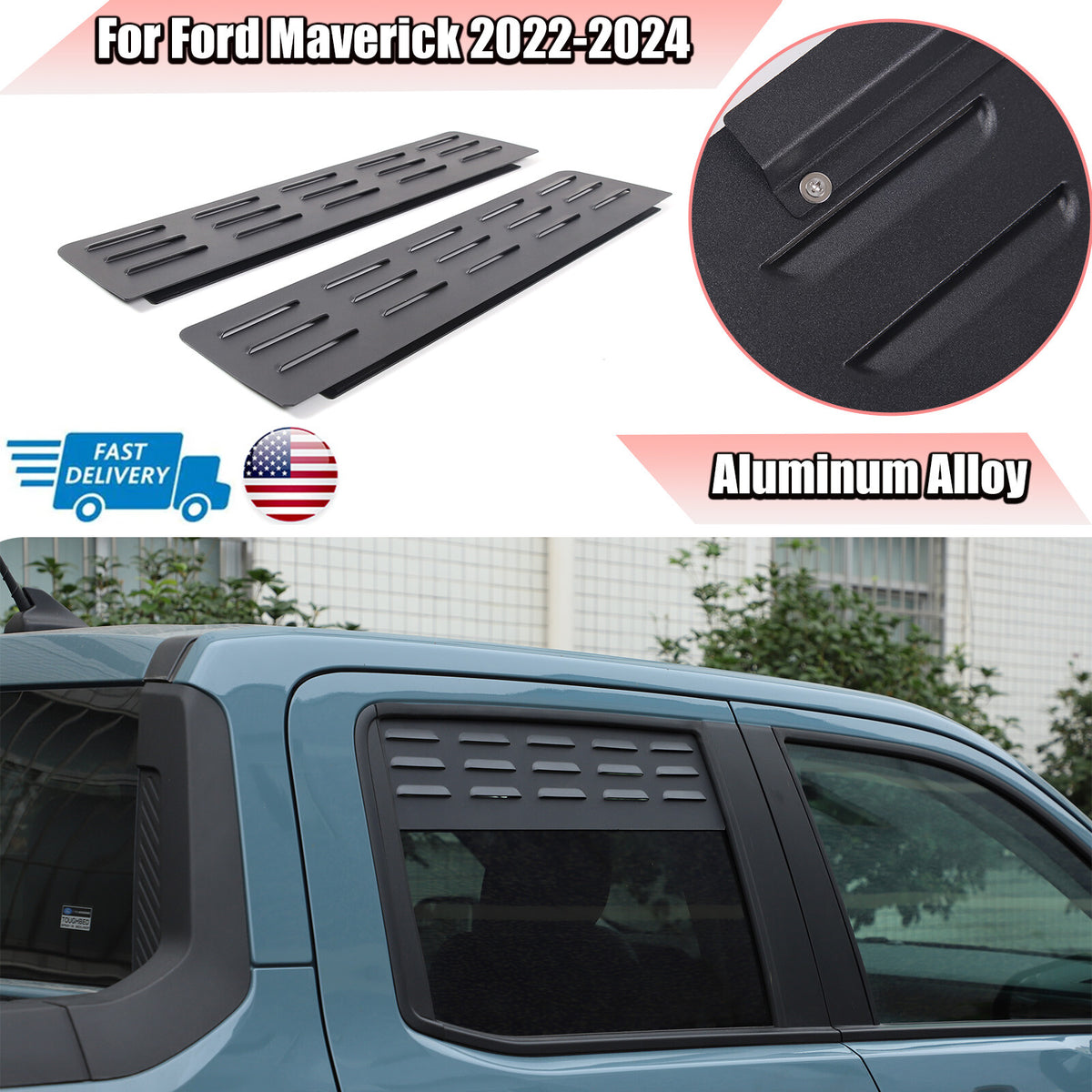 Wagon 2nd Row Door Window Vents Screens For Ford Maverick 2022-2024 US 1