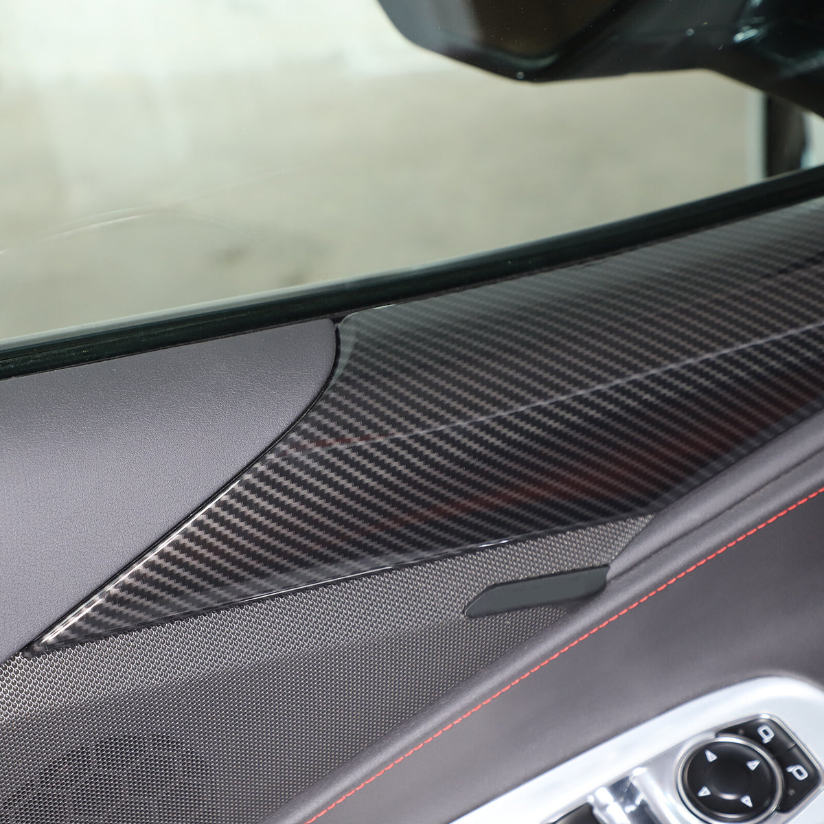 Carbon Fiber Style Interior Door Panel Trim Cover Fit For Corvette C8 2020-26 6