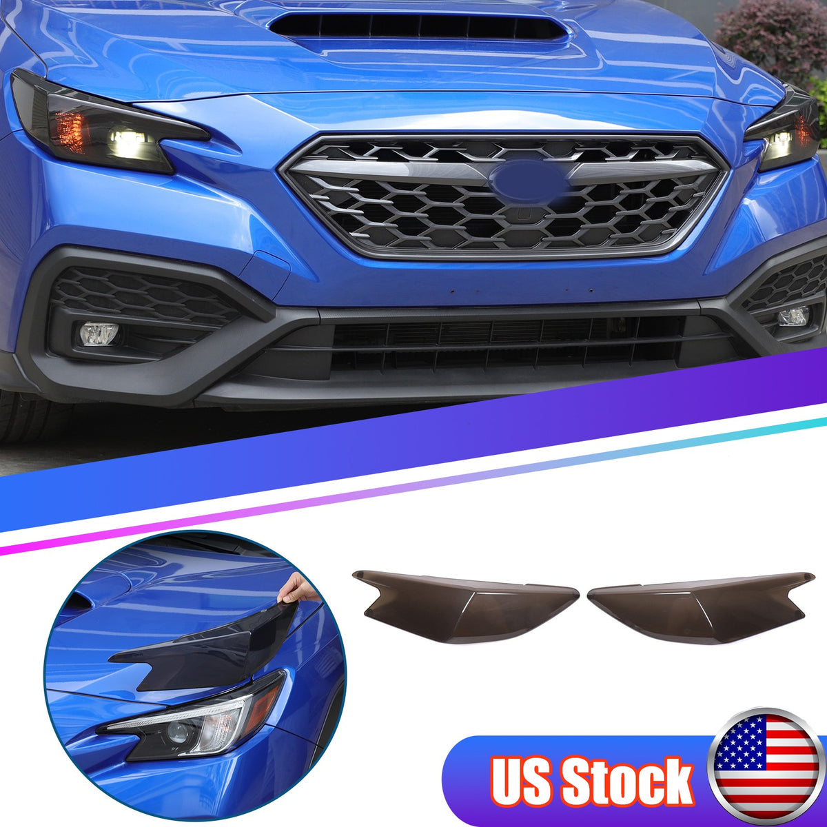 Transparent Gray Smoked Front Headlight Cover Trim For Subaru WRX VB 2022+ US 1