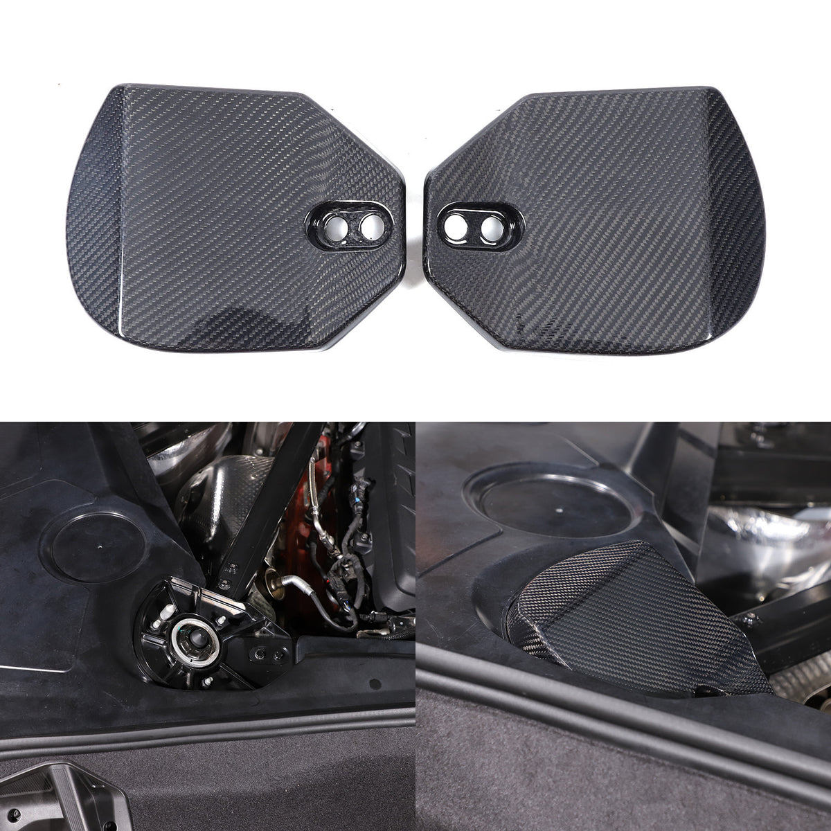 Real Carbon Fiber Rear Strut Shock Tower Cover Mag Ride For Corvette C8 2020-26 11