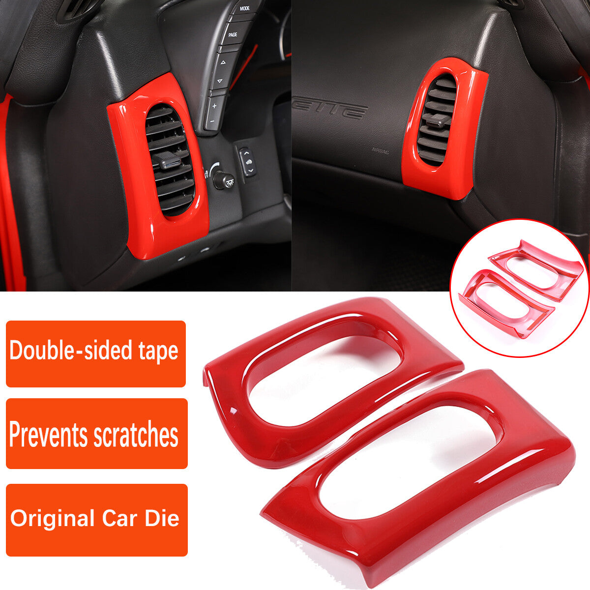 Red ABS Dashboard Interior Air Outlet Trim Set Kit For Corvette C6 2005-13 US 7