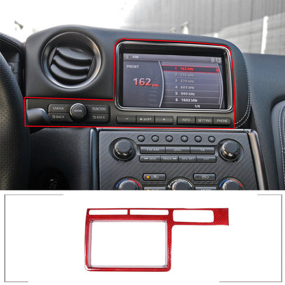 Red Carbon fiber Central Navigation Panel Cover trim For Nissan GTR R35 08-16 4