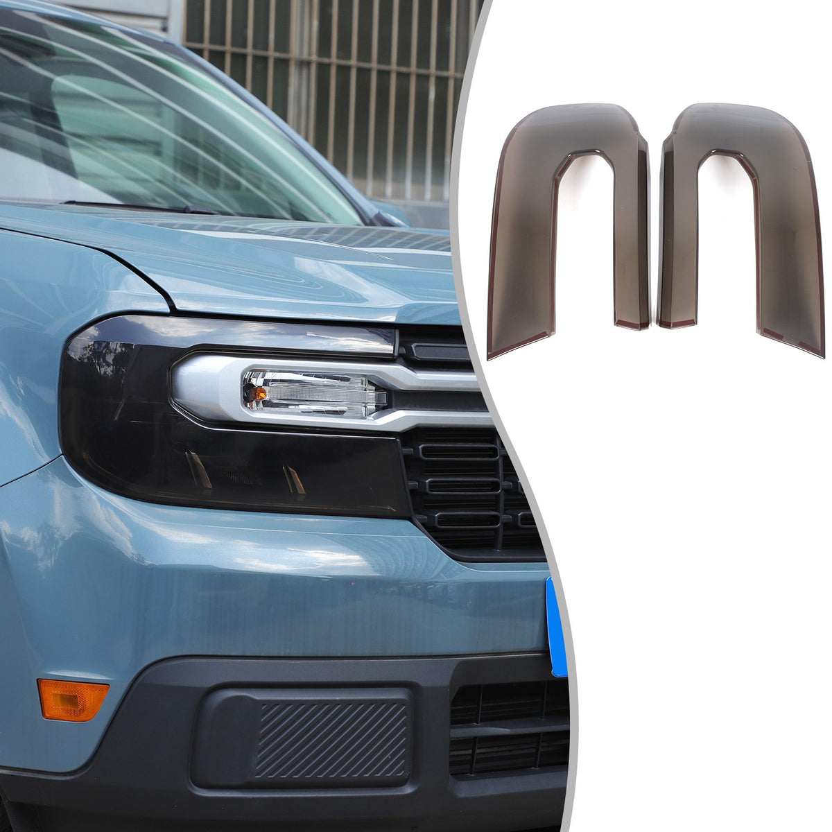 Smoked Black Front Rear Tail Light Emblem Cover Trim For Ford Maverick 2022-2024 76