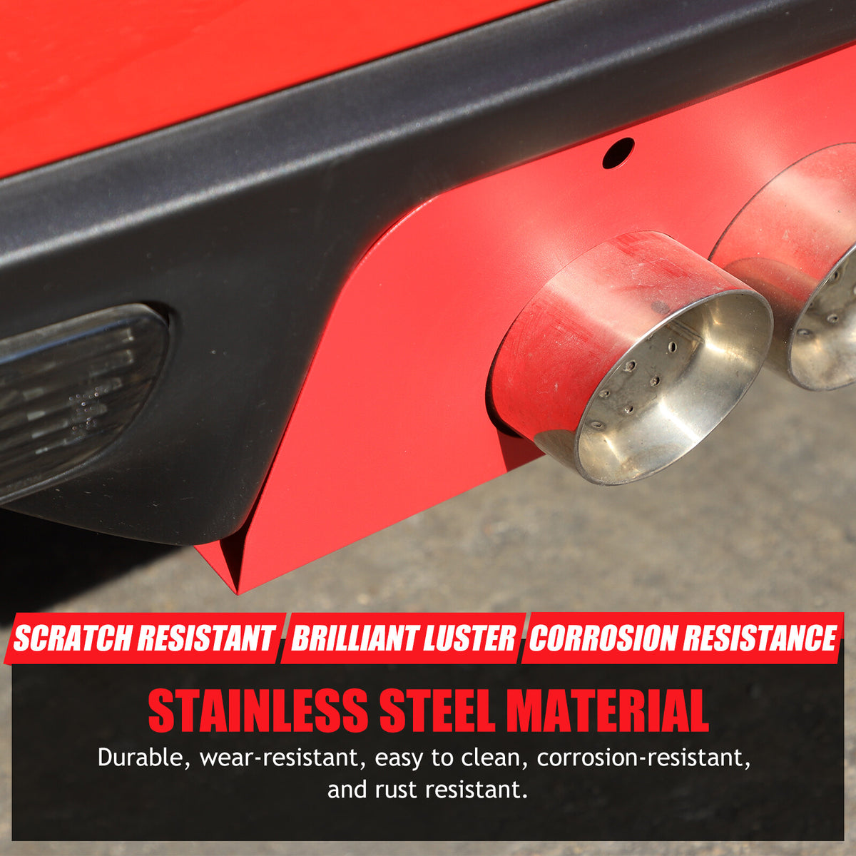 Red Stainless Steel Exhaust Filler Panel trim For Corvette C6 2005-2013 15