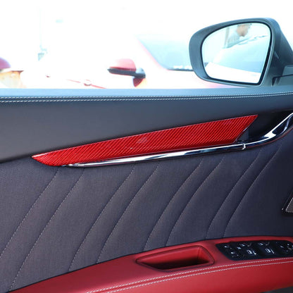 Red Carbon Fiber Inner Door Panel Trim Cover Strip For Maserati Ghibli 2014-2021 12