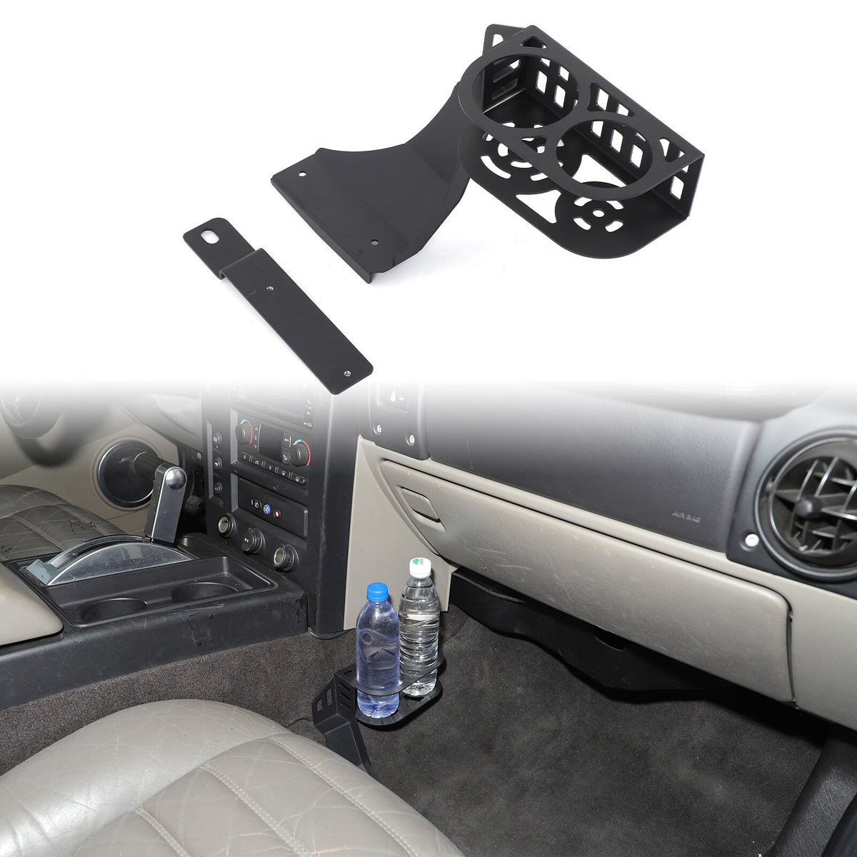 Black Aluminum Passenger Side Seat Cup Holder Bracket For Hummer H2 2003-2009 3