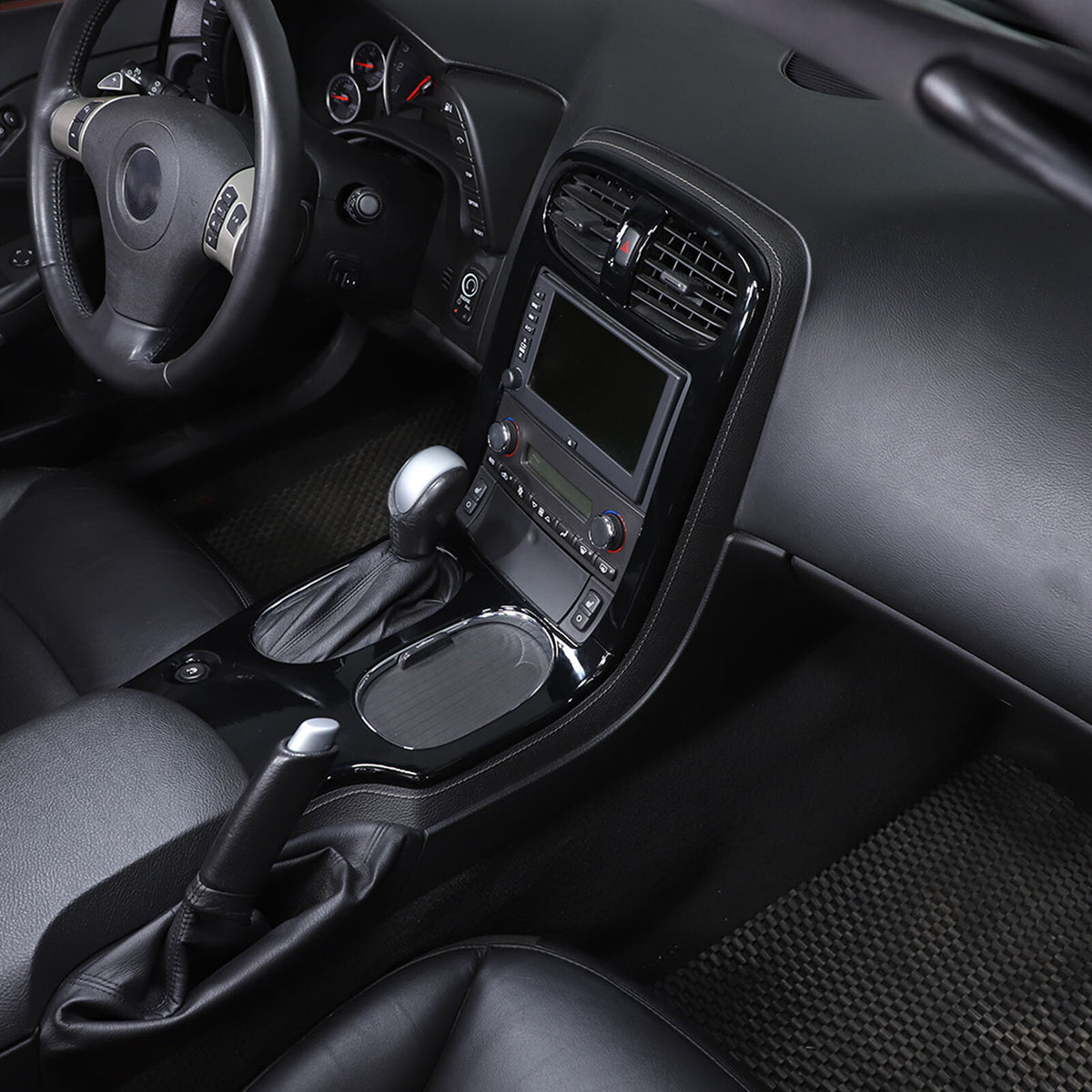 Glossy Black ABS Interior Full Center Console Trim Set For Corvette C6 2005-13 9