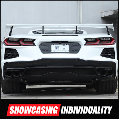 Glossy Black Alloy Rear License Plate Filler Panel Trim for Corvette C8 2020+ 11