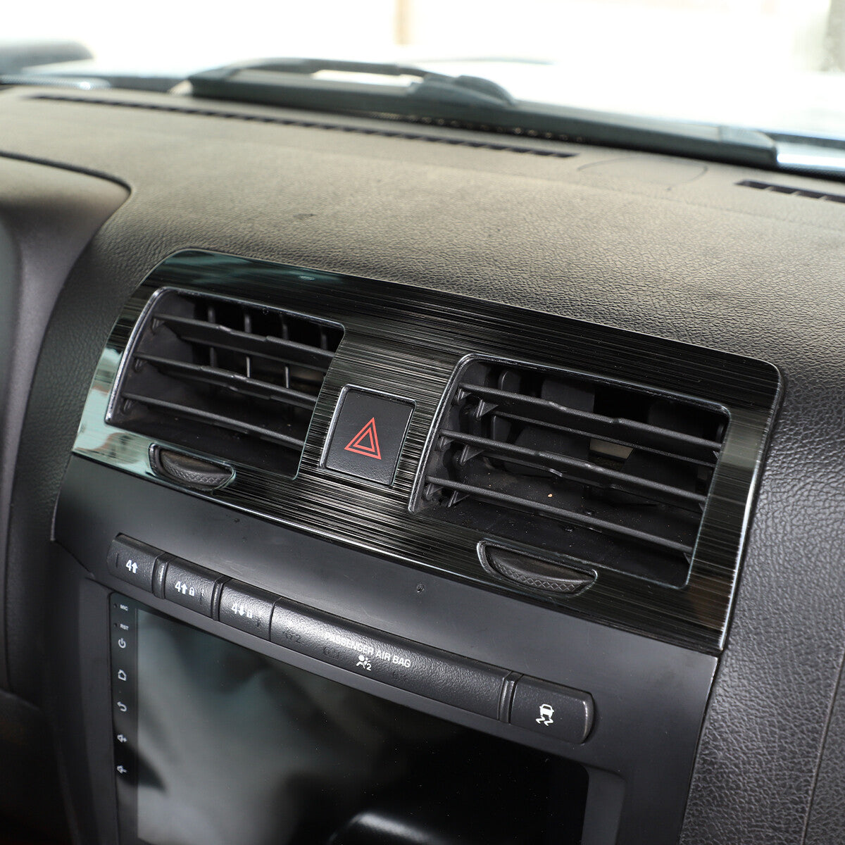 Black Steel Central Control Air Outlet Cover Trim For Hummer H3 2005-2009 3