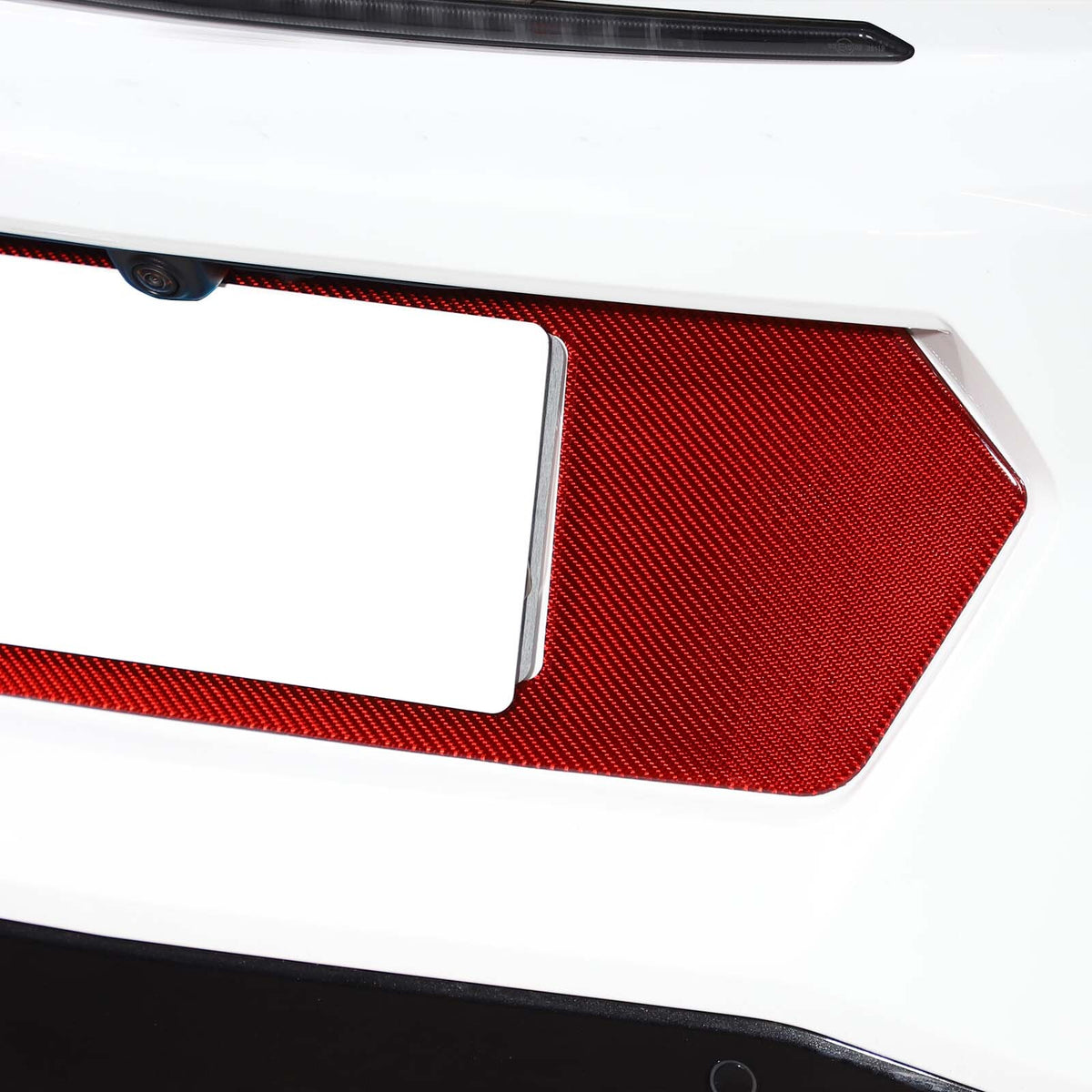 Red Carbon Fiber Rear End License Plate Panel Sticker For Corvette C8 2020-2026 8