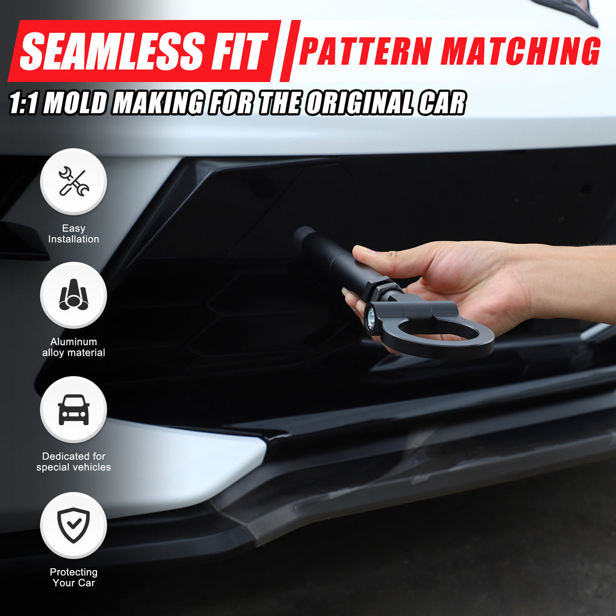 Front Bumper Trailer Track Racing Aluminum Tow Hook Ring For Corvette C8 20+ US 56