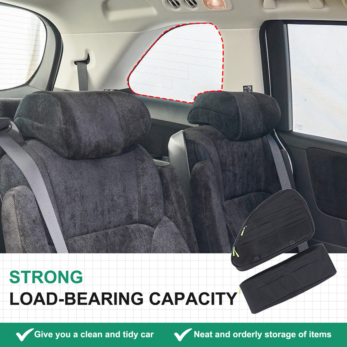 Black Rear Trunk Left Side Storage Bag Organizer For Honda Odyssey RB3 2014-24 14