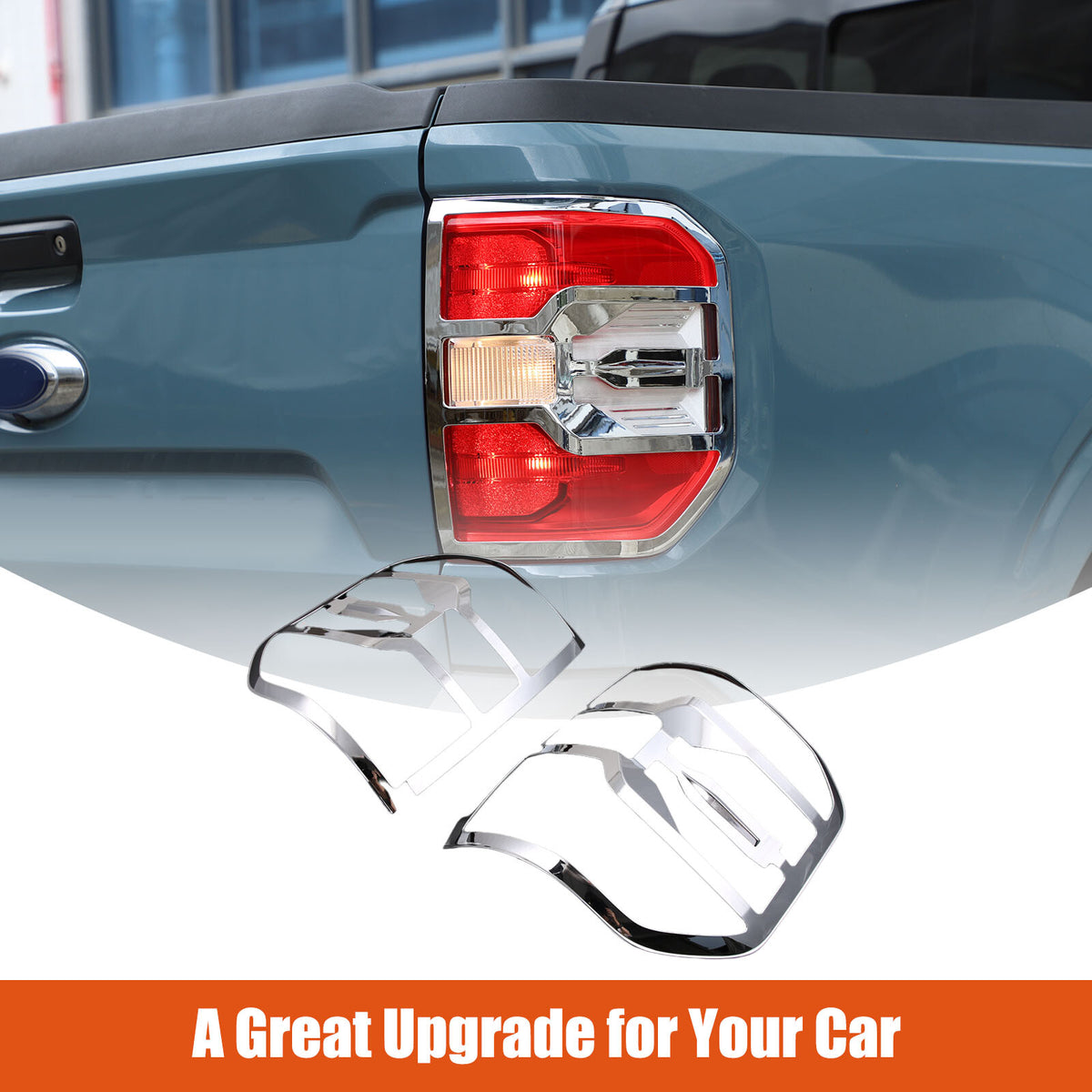 Chrome Silver Rear Taillight Trim Cover Bezel For Ford Maverick 2022-2024 1