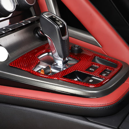 Red Carbon Fiber Center Console Gear Shift Cover Trim For 2013-22 Jaguar F-TYPE 6