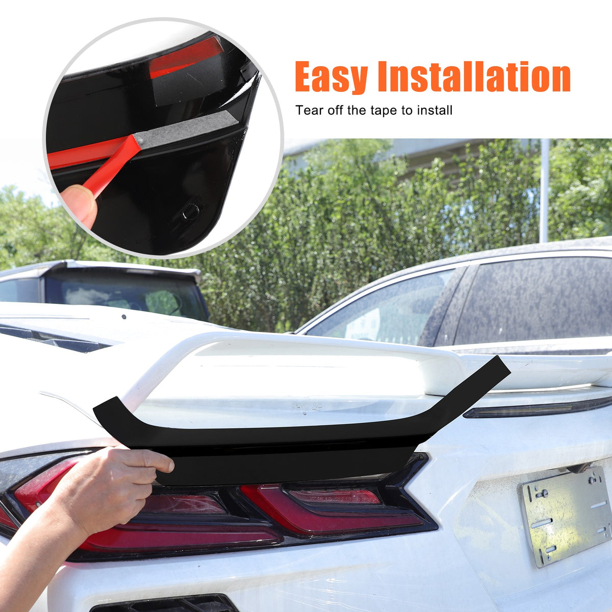 Glossy Piano Black Rear Spoiler Wing Cover Trim Frame For Corvette C8 2020-2026 2