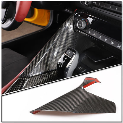 Carbon Fiber Interior Gear Shift Panel Side Trim For Toyota Supra 19-24 10