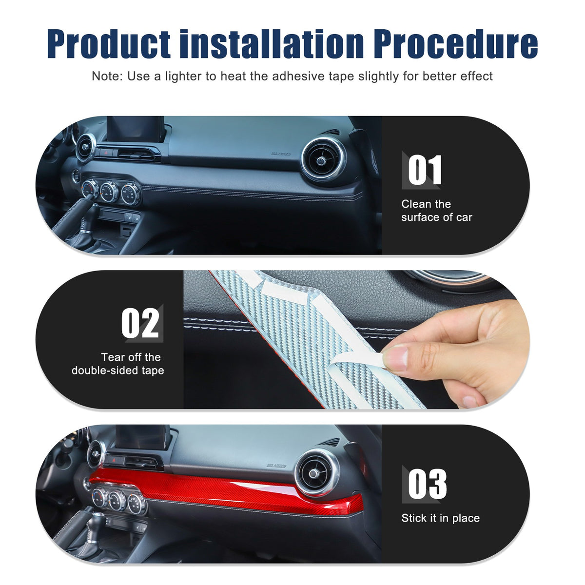 Red Real Carbon Fiber Dashboard Center Trim For Mazda MX-5 Miata 2016+ 8