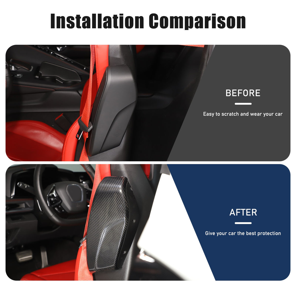 Real Dry Carbon Fiber Seat Side Cover Trim For Corvette C8 2020+ 19