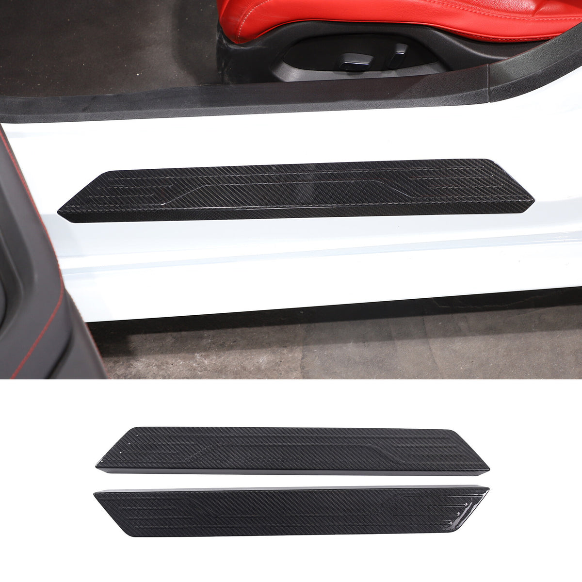 Carbon Fiber Door Plate Sill Scuff Cover Trim For C8 Corvette Stingray 20-26 US 2