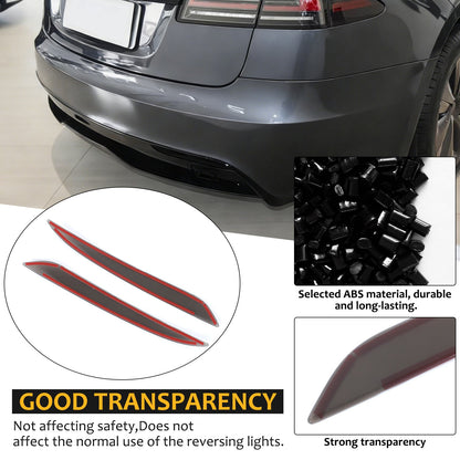 Smoked Black Rear Fog Tail Light Lamp Decor Cover Trim For Tesla Model S 2017+ 23