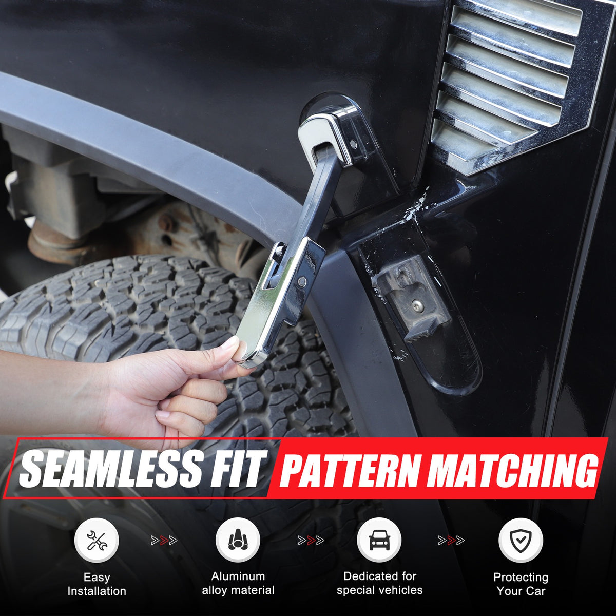 Replacement Aluminum Chrome Silver Hood Handle Cover Trim For Hummer H2 2003-09 6