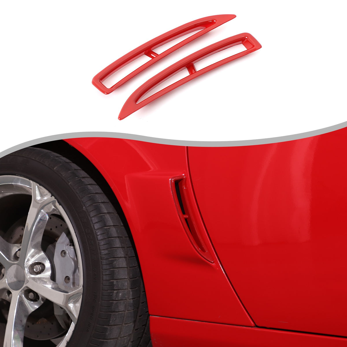 Red ABS Carbon Fiber Rear Fender Vent Trim Frame For Corvette C6 2005-2013 1