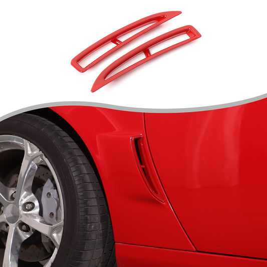 Red ABS Carbon Fiber Rear Fender Vent Trim Frame For Corvette C6 2005-2013 1