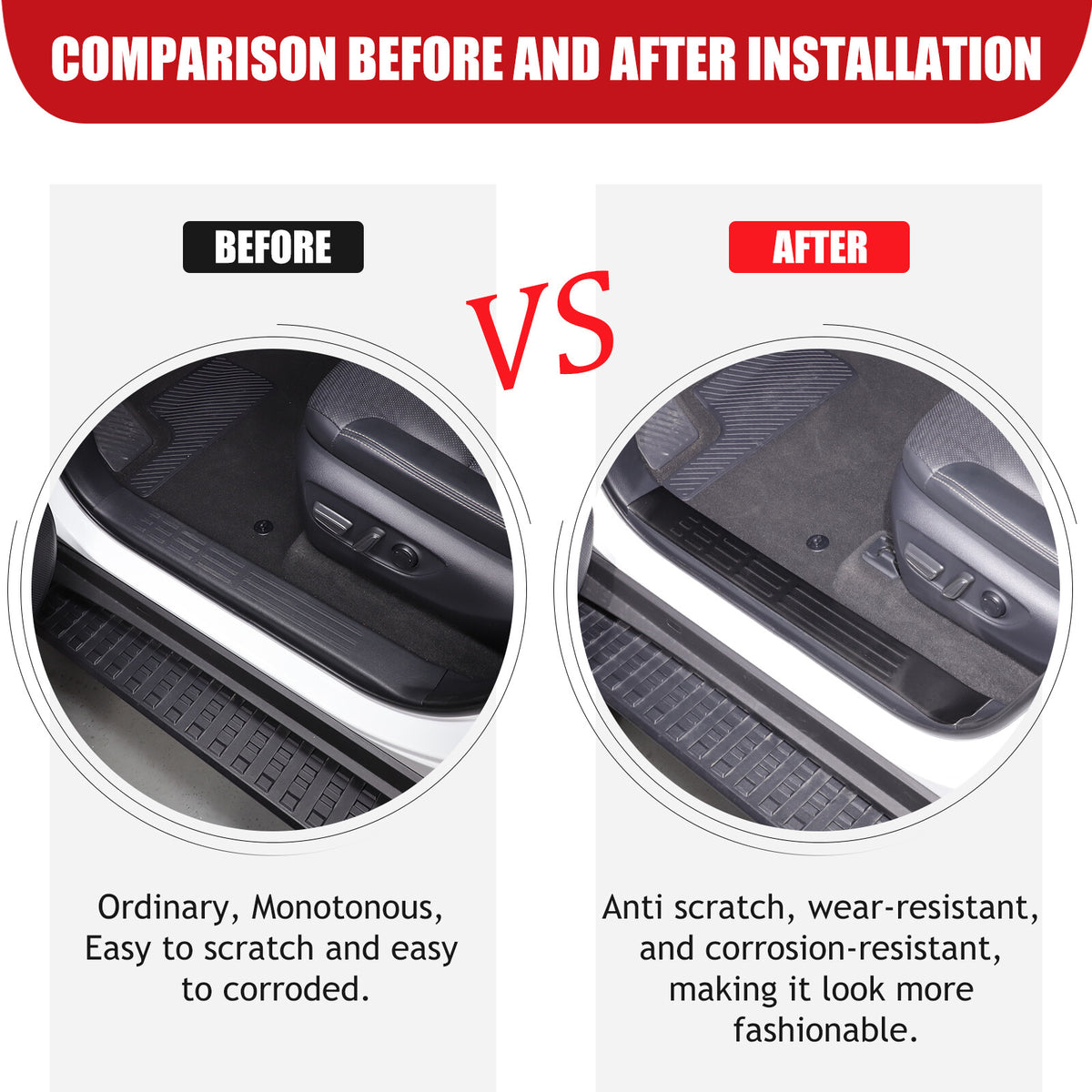 Black Interior Door Sill Guard Protector Cover For Toyota Land Cruiser LC250 US 9