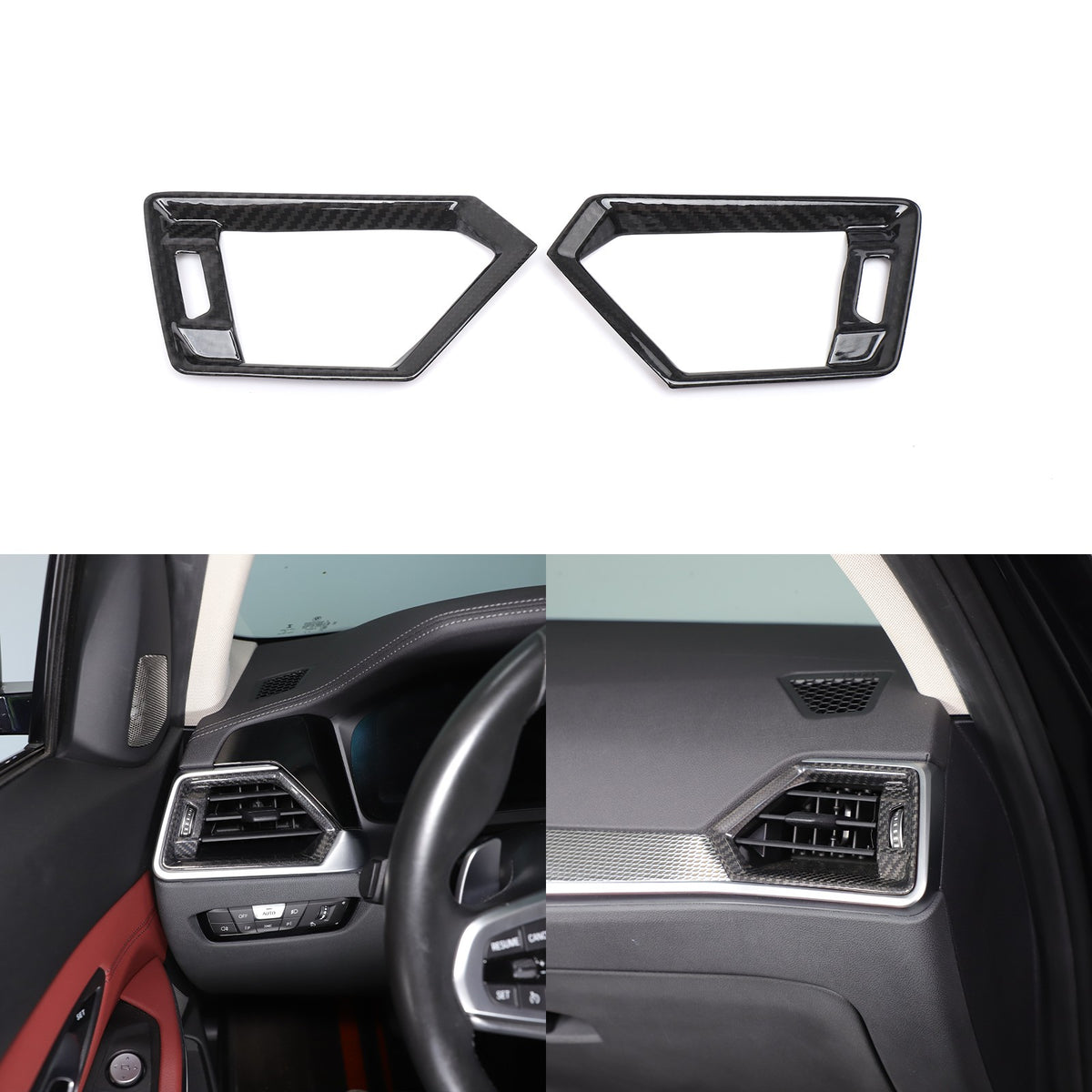 Real Carbon Fiber Side Air Vent Outlet Trim For BMW 3 Series G20 G21 20-22 1