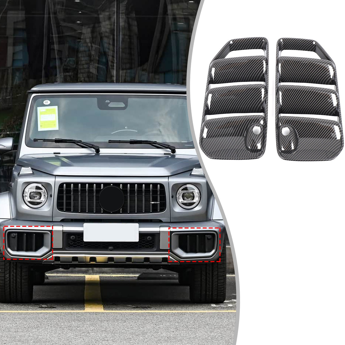 Carbon ABS Front Bumper Side Air Intake Grille Trim For Benz G-Class G63 2025+ 10