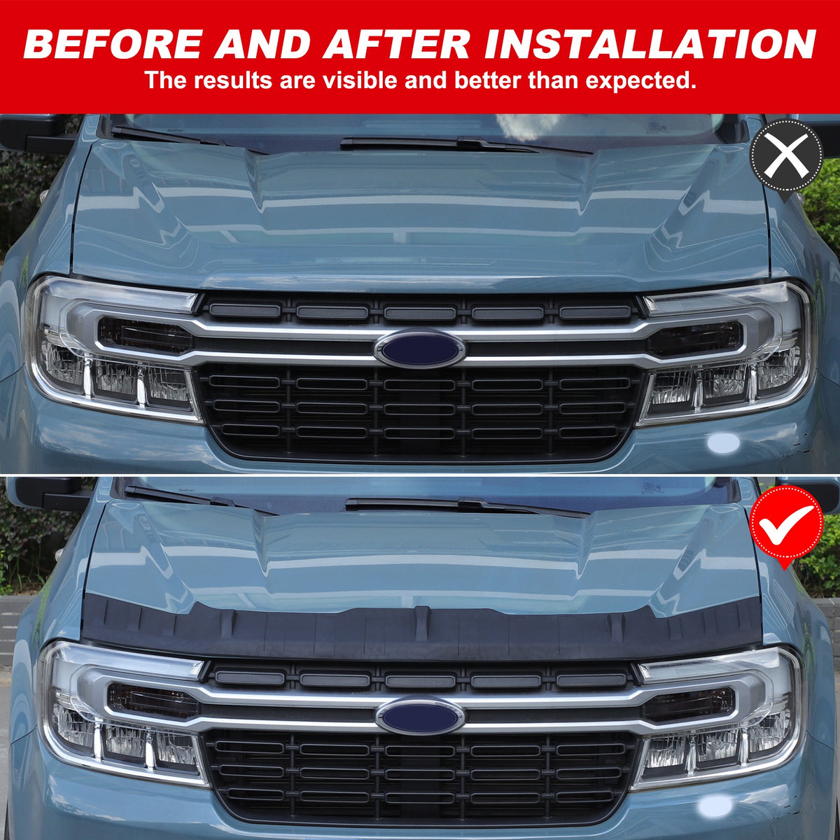 PU Leather Car Bonnet Hood Bra Wind & Bug Deflectors For Ford Maverick 2022+ US 22
