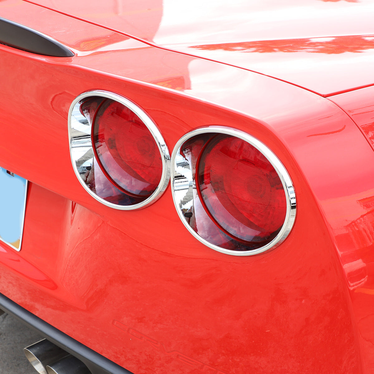 4Pcs Silver ABS Tail light Lamp trim ring Frame Bezel For Corvette C6 2005-13 US 11