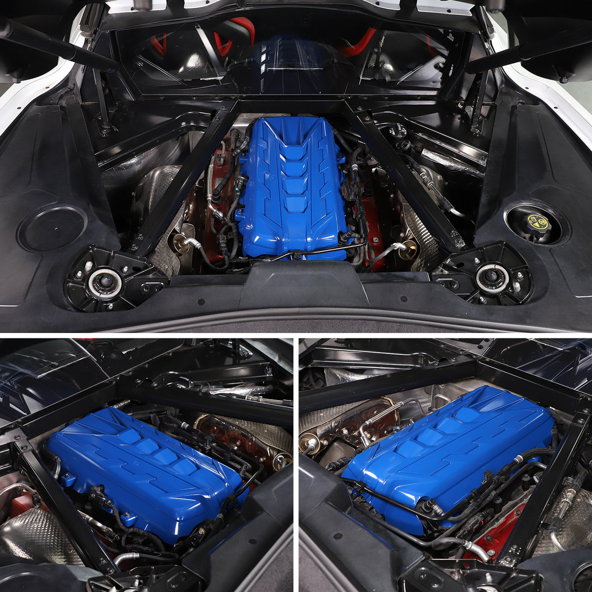 Blue Engine Hood Panel Trim Cover For Corvette C8 2020-26 US 19