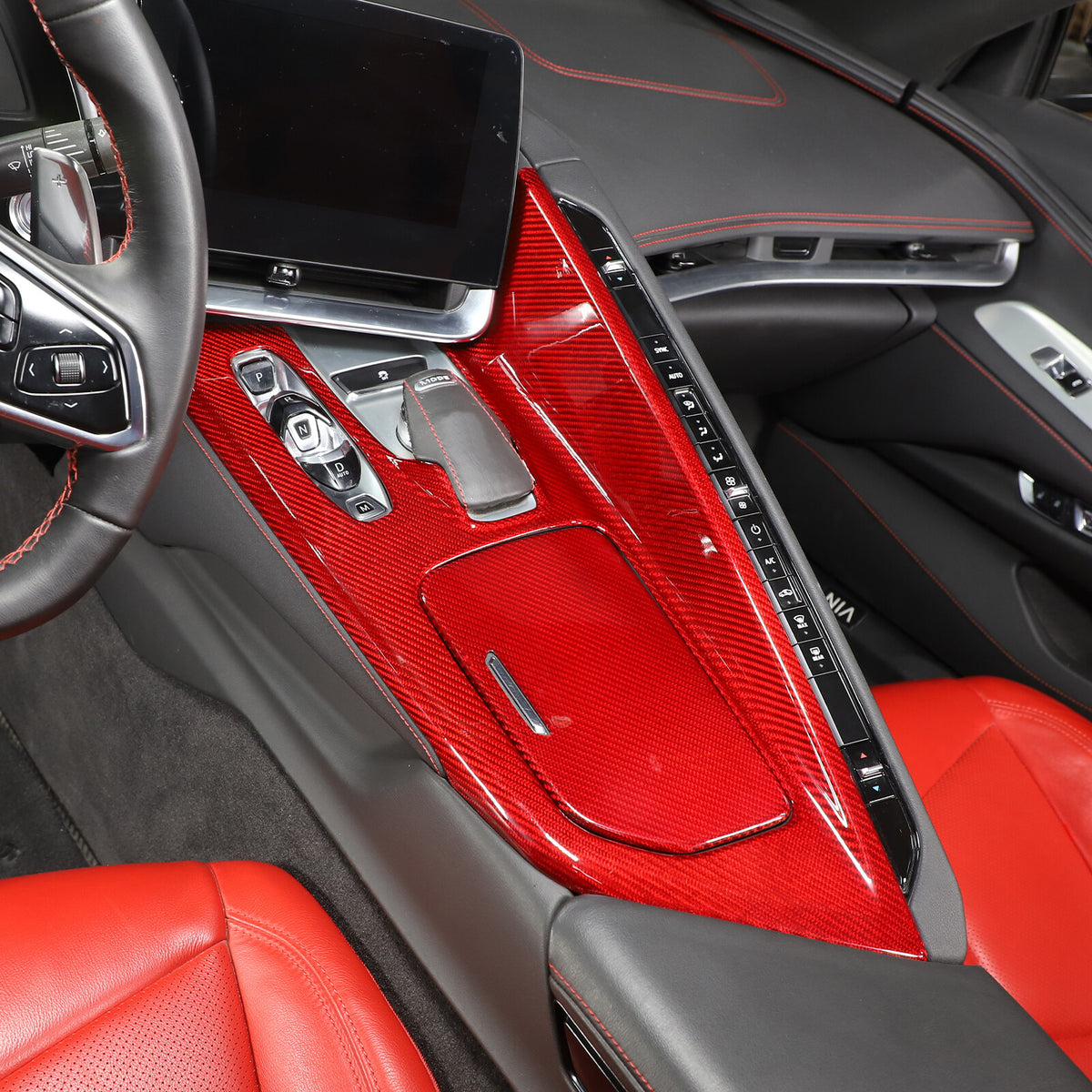 Red Real Carbon Fiber Interior Full Decor Cover Trim Kit for Corvette C8 2020-25 - Variants 21-25 24