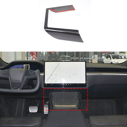 Real Carbon Fiber Console Wireless Charge Panel Frame Trim For Tesla Model S 23+ 3